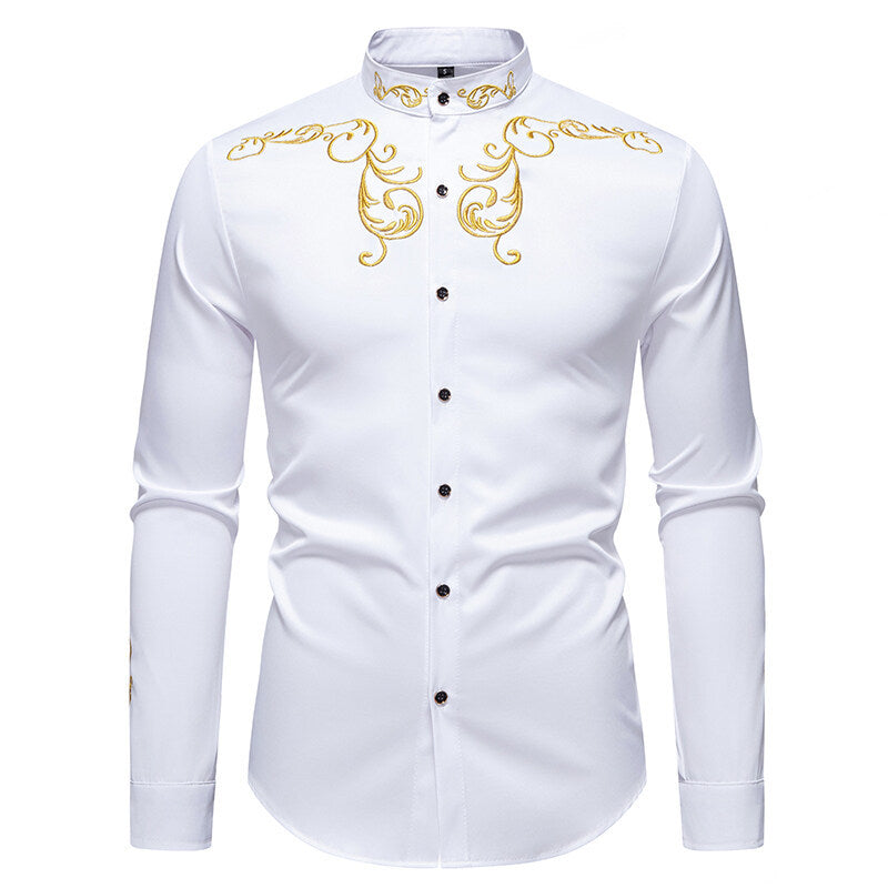 Herre Elegant Broderet Skjorte Stilla