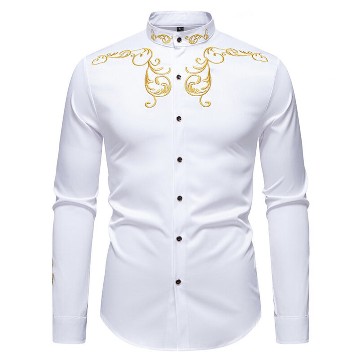 Herre Elegant Broderet Skjorte Stilla