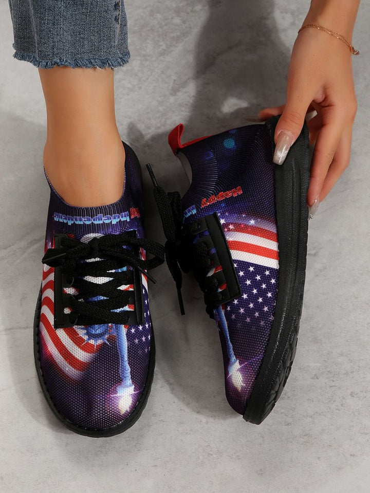 Dame Sporty Sneakers med blomsterprint og elastisk design Stilla