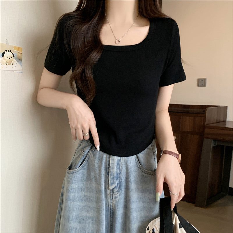 Femme Struktureret Korte ærmer-Crop-Top Stilla