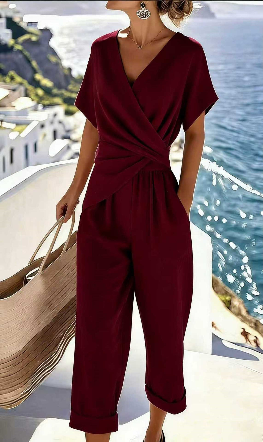 Dame Elegant jumpsuit med vikkelook og brede ben Skovae