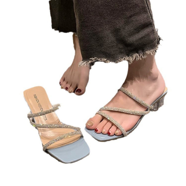 Dame Glitre Sandaler med gennemsigtige blokhæl og elegante stropper Stilla