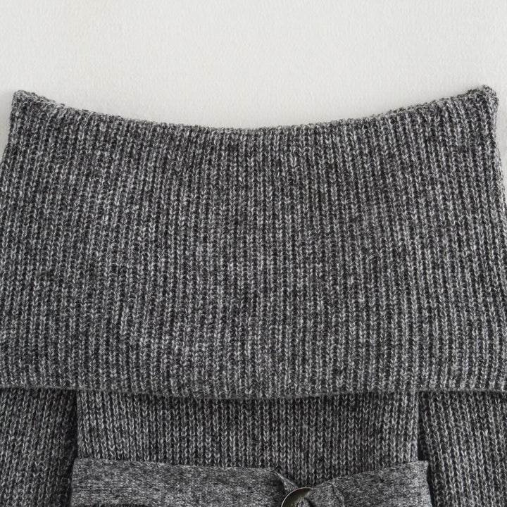 Femme Off-Shoulder Strikpullover med Taljebælte Stilla