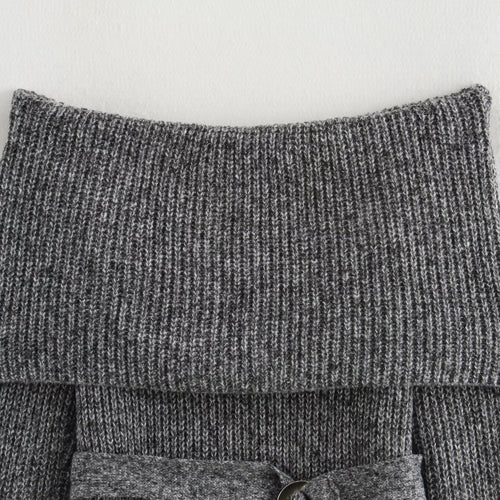 Femme Off-Shoulder Strikpullover med Taljebælte Stilla