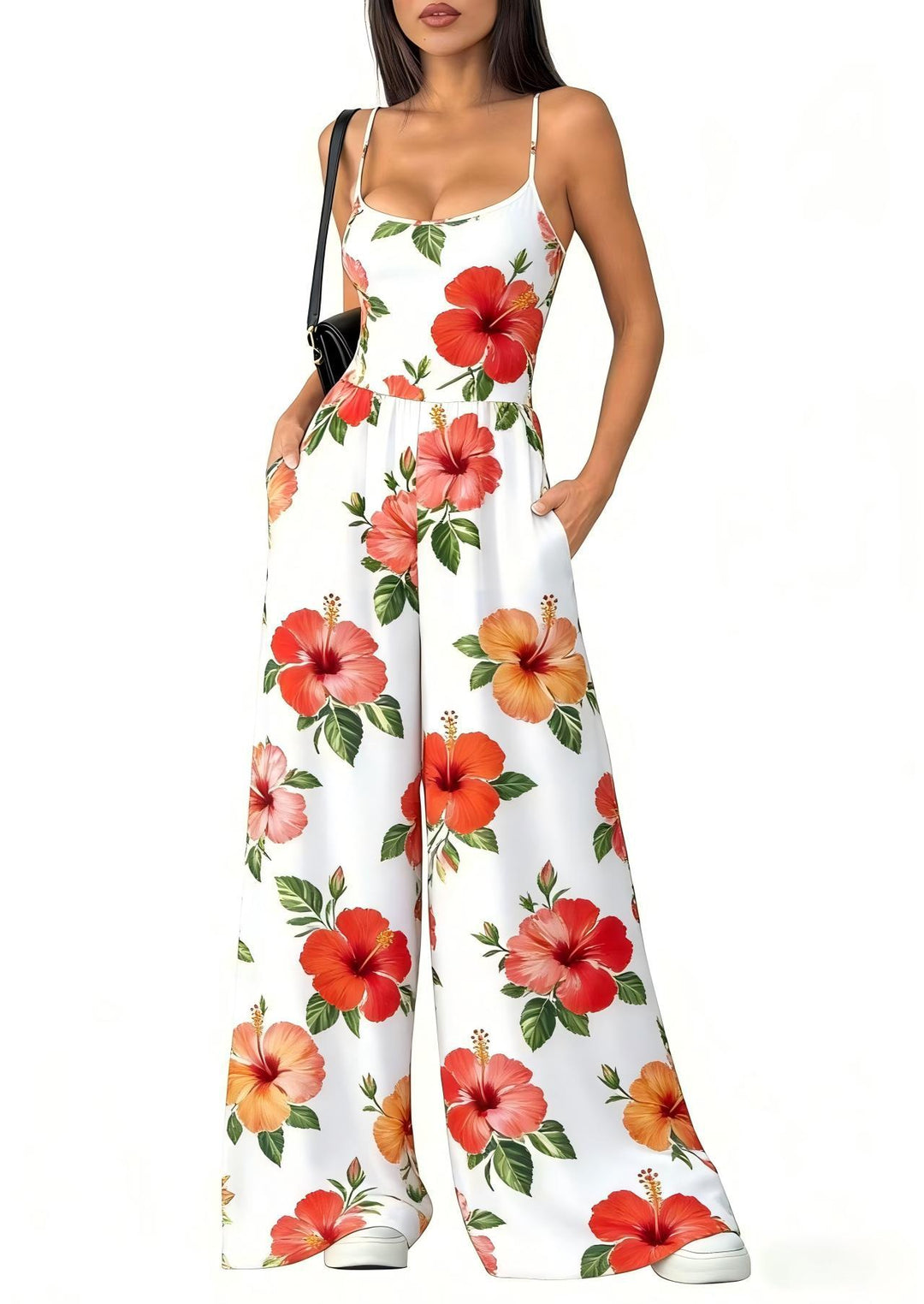 Dame Elegant jumpsuit med geometrisk print og brede ben Skovae