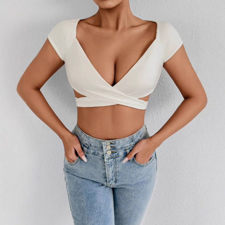 Damer Crop-top med elegant indpakningsdesign Skovae