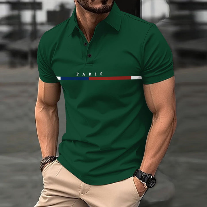 Herren polo-shirt med moderne grafisk element Stilla