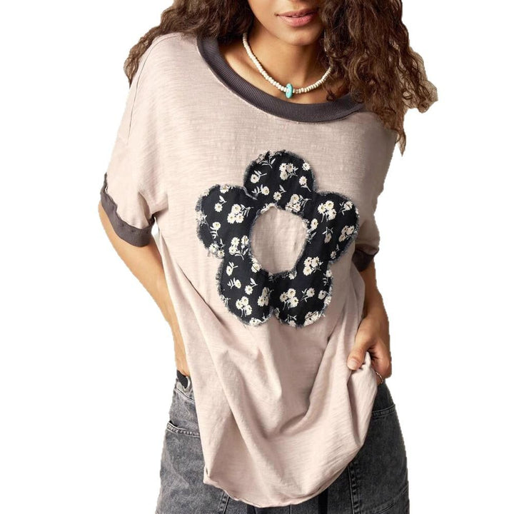 Dame overdimensioneret T-shirt med blomsterdesign Stilla