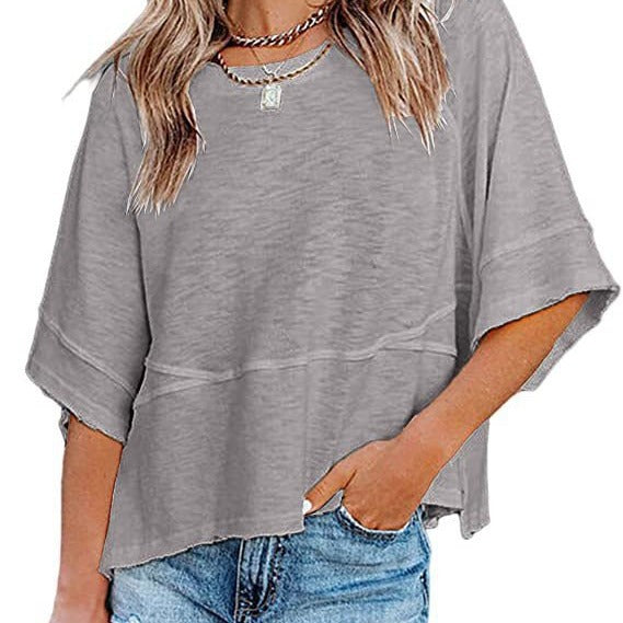 Dame afslappet plus size top med bred pasform og batik-design Stiila