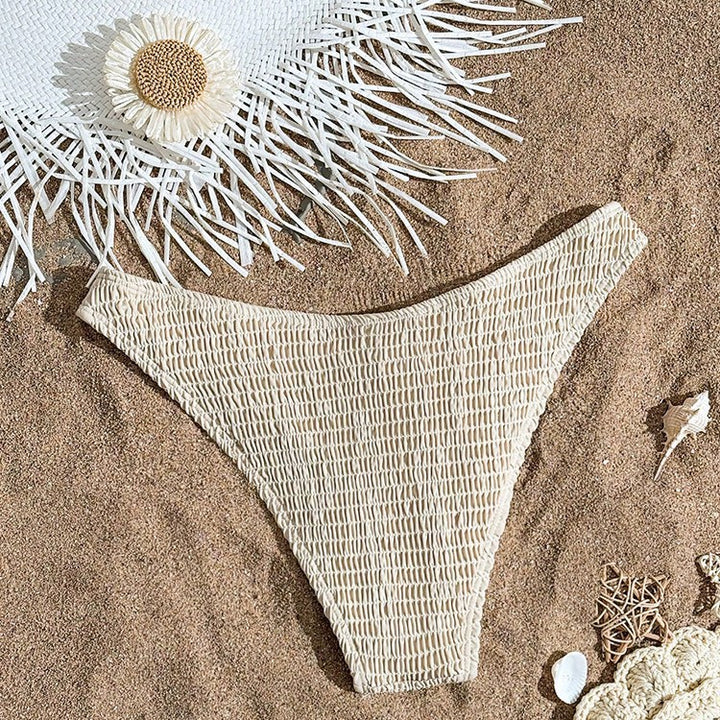 Dame bikiniunderdel med elastisk flæsedesign og høj udskæring Skovae