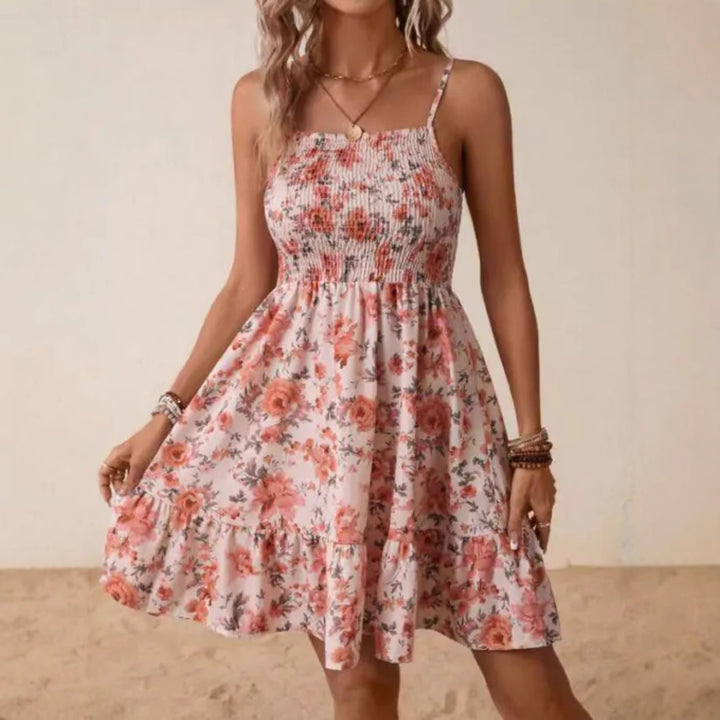 Dame Smocked Floral Sommerkjole Stilla