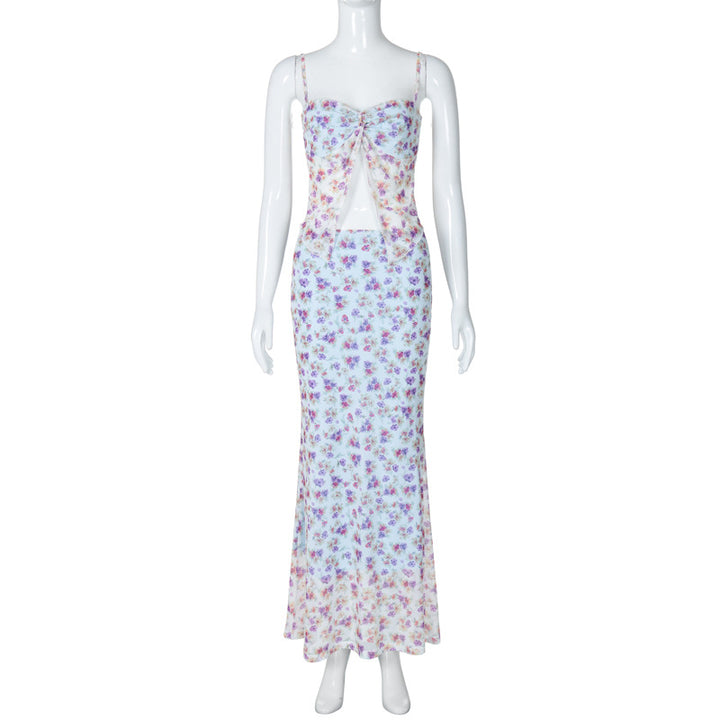 Dame Elegant Maxikjole med blomsterprint og raffineret cut-out Skovae