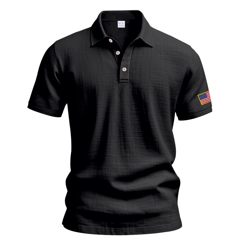 Herrer polo t-shirt med moderne USA-flagmotiv og struktureret design Stilla