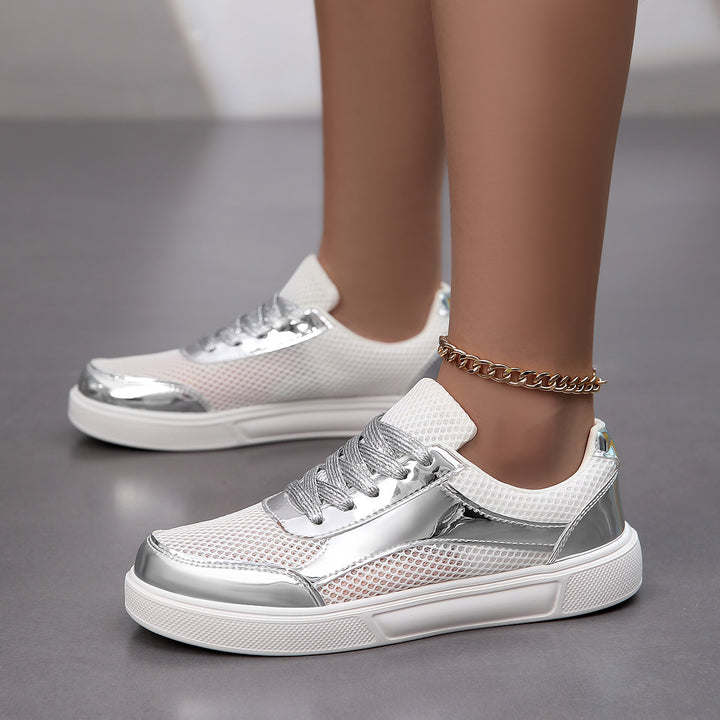 Dame Metallic Mesh Mode Sneakers Stilla