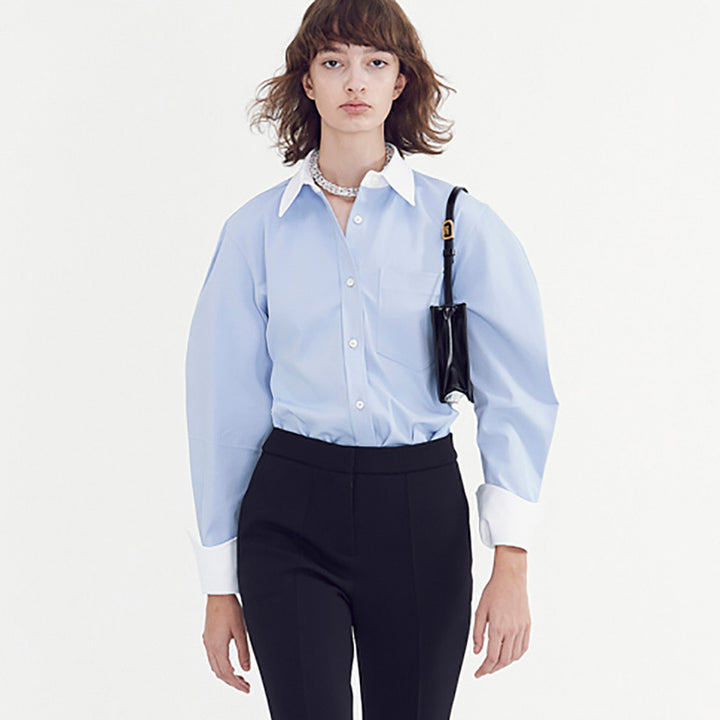 Damer elegant skjorte bluse med moderne snit og kontrastdetaljer Stilla