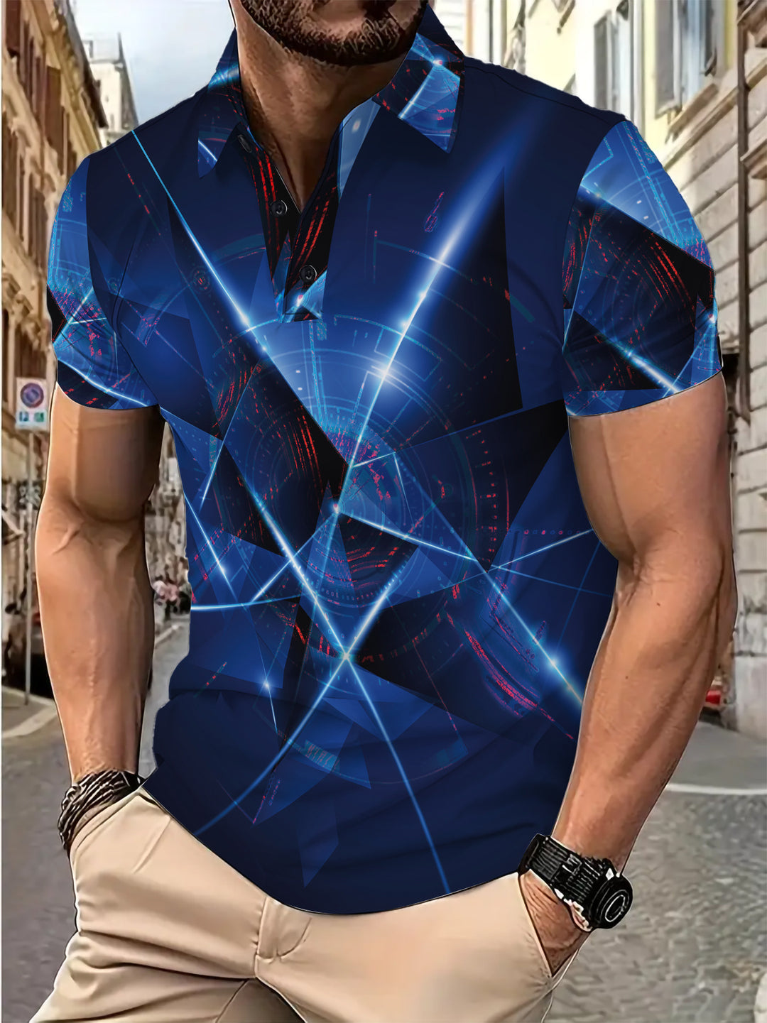 Herren Poloshirt med moderne 3D-design og åndbare egenskaber Stilla