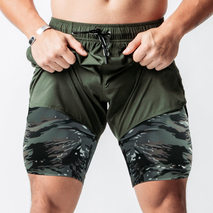 Herrer Åndbare Træningsshorts med indbygget kompressionsundertøj og elastisk talje Stilla