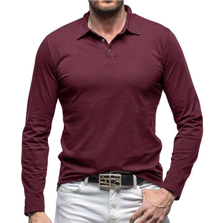 Herrer Langærmet Polo T-shirt med kropsnær pasform og høj kvalitet bomuld Stilla