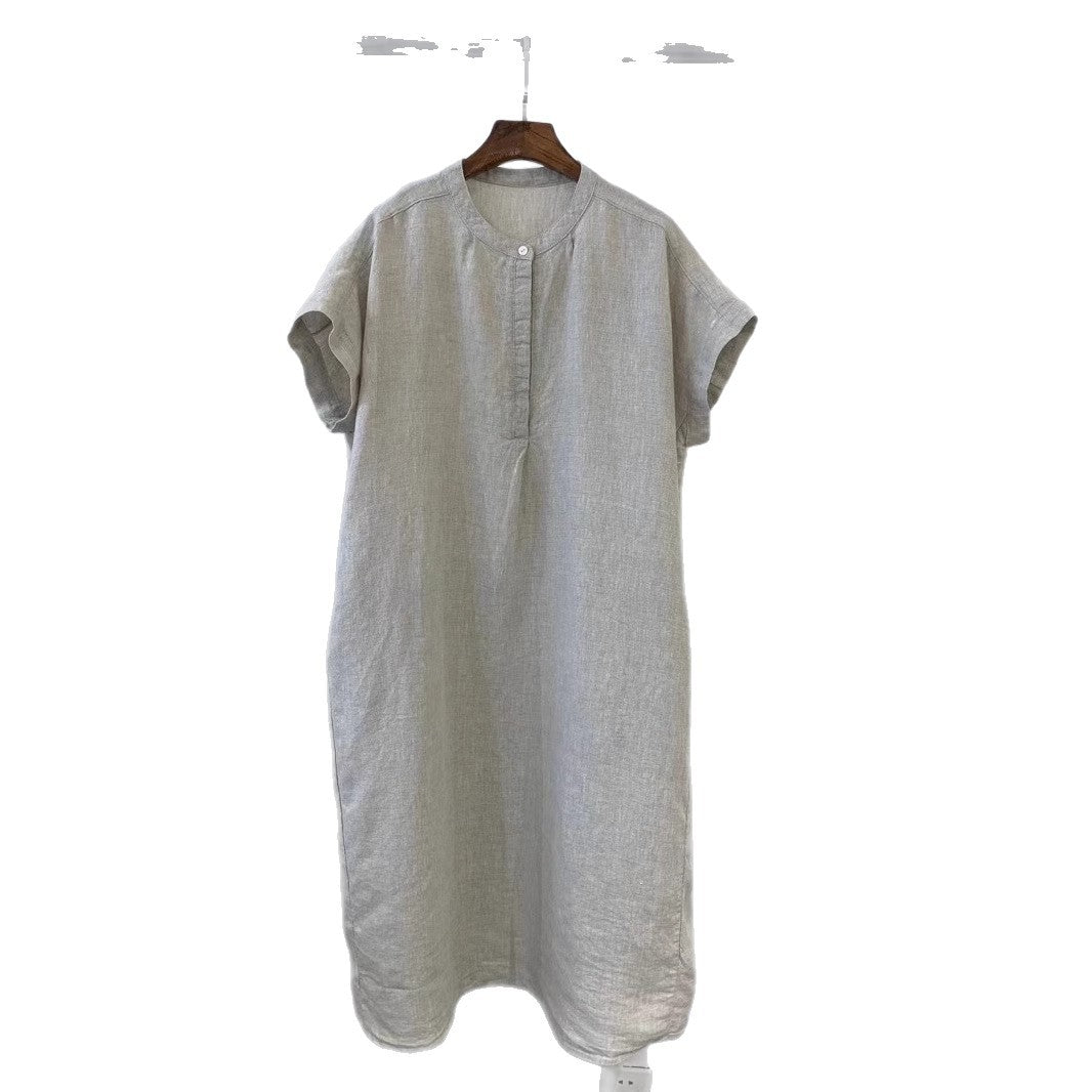 Femme Kortærmet Linned Shift Kjole Stilla