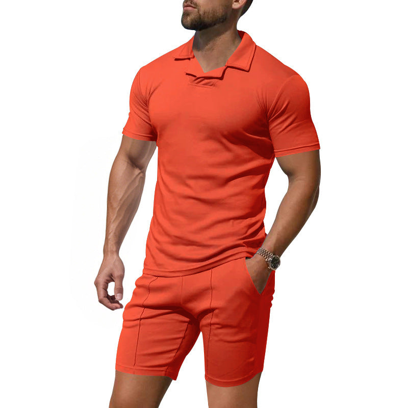 Herrer Sporty Sæt med åndbar kortærmet overflade og komfortable shorts Stilla