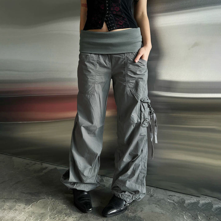 Dame Fashionable Cargo Pants with Elastic Waistband and Practical Pockets Skovae