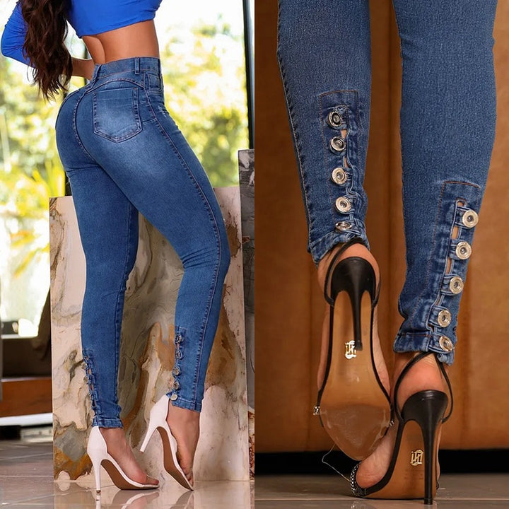 Dame Figurtilpassede damejeans med moderne Destroyed-effekt Stilla