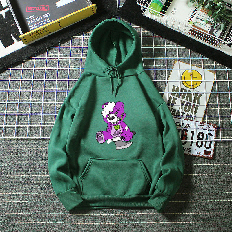 Kvinders hætte sweatshirt med charmerende bjørnemotiv Skovae