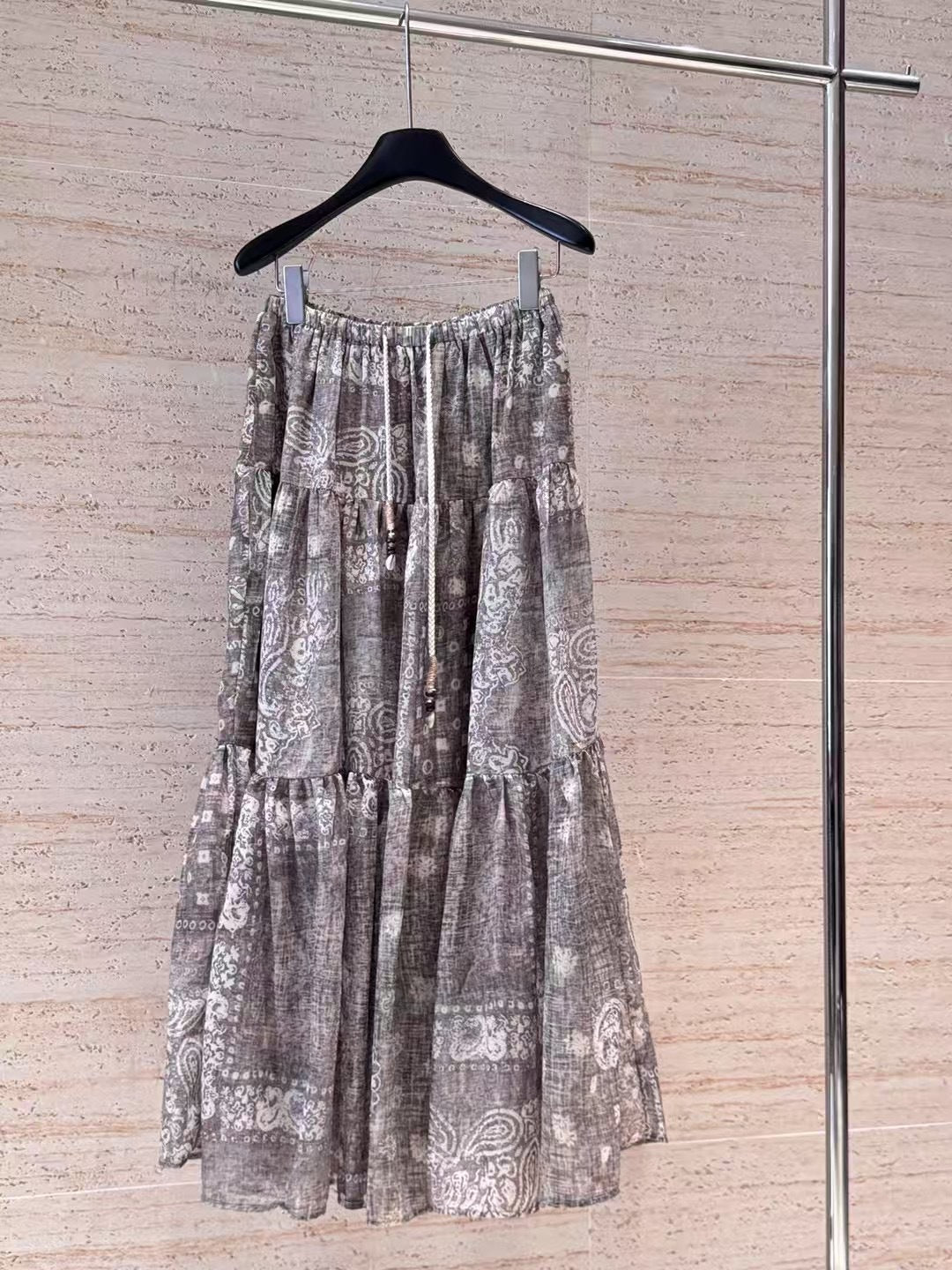 Dame Lagdelt Maxi Nederdel med elastisk Talje Stilla