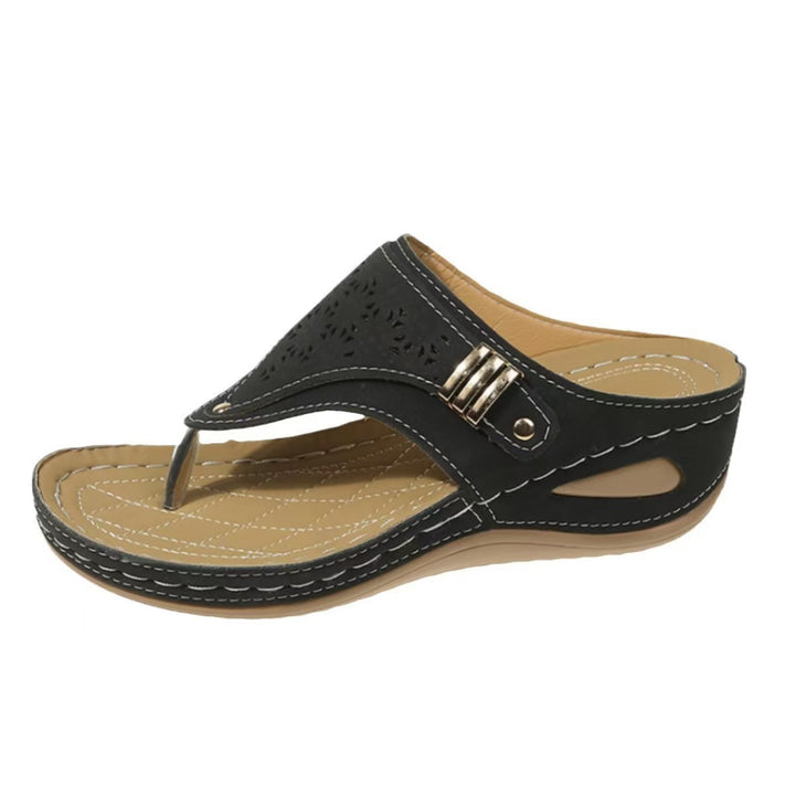 Dame nan behagelig flip-flop sandaler med ergonomisk komfortfodseng og dekorativ perforering Skovae