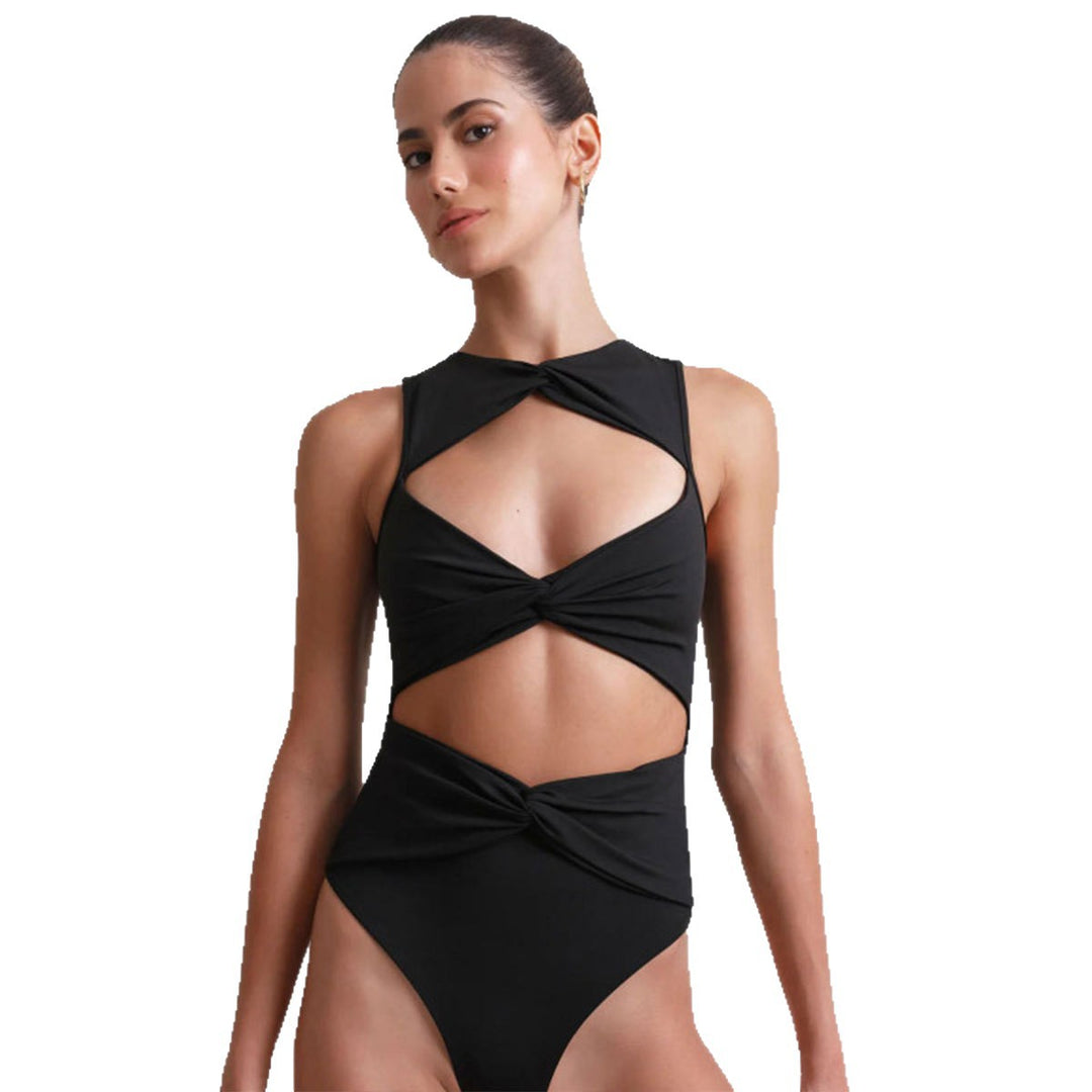 Dame en-delt badedragt med innovativt cut-out-design og elegant indpakningsaccent Stilla