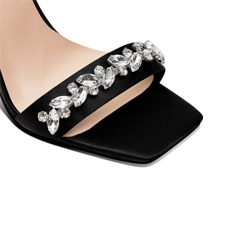 Dame Højhælede Strappy Sandaler med dekorative Strass accenter Stilla