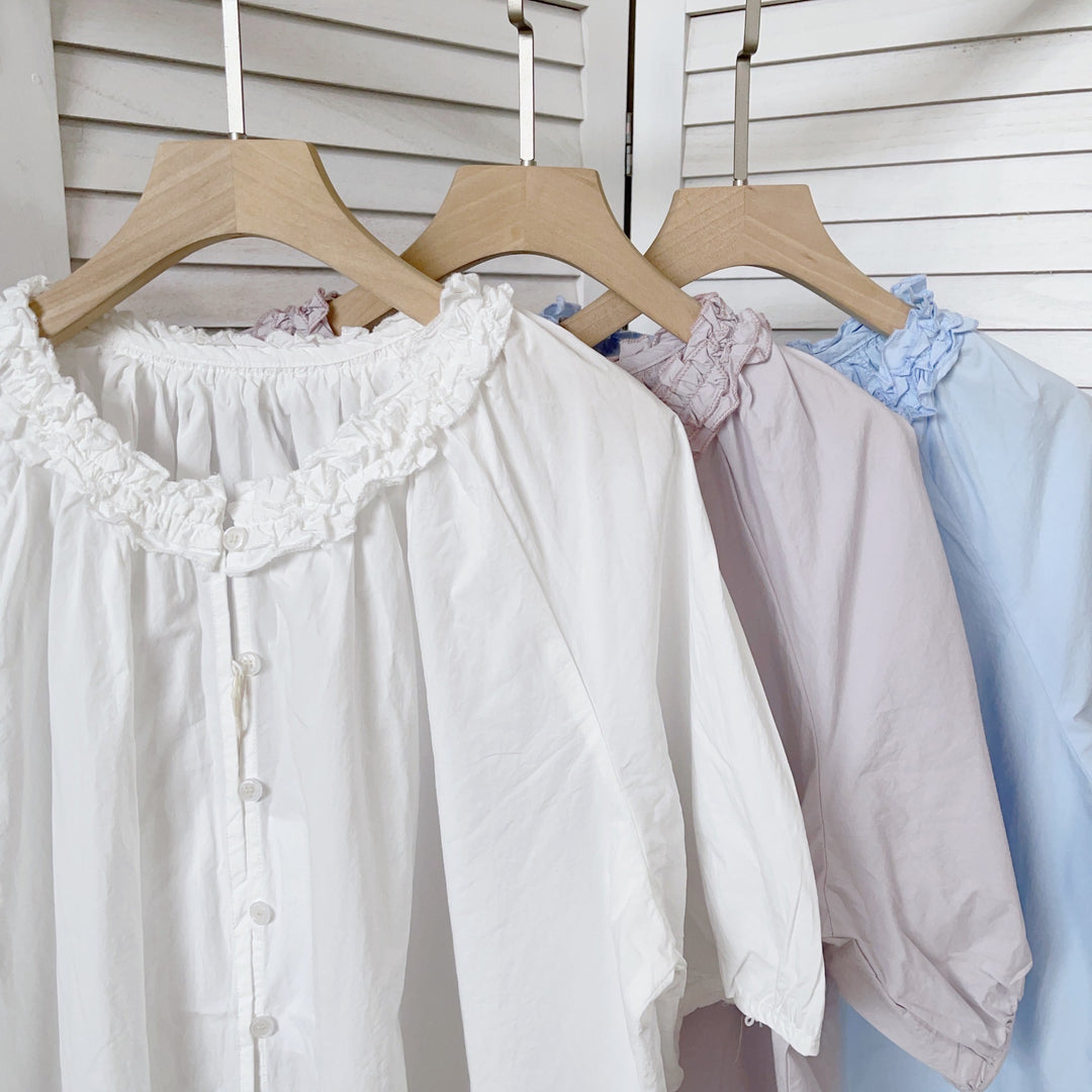 Femme Rynkehals Knap-Bluse Stilla