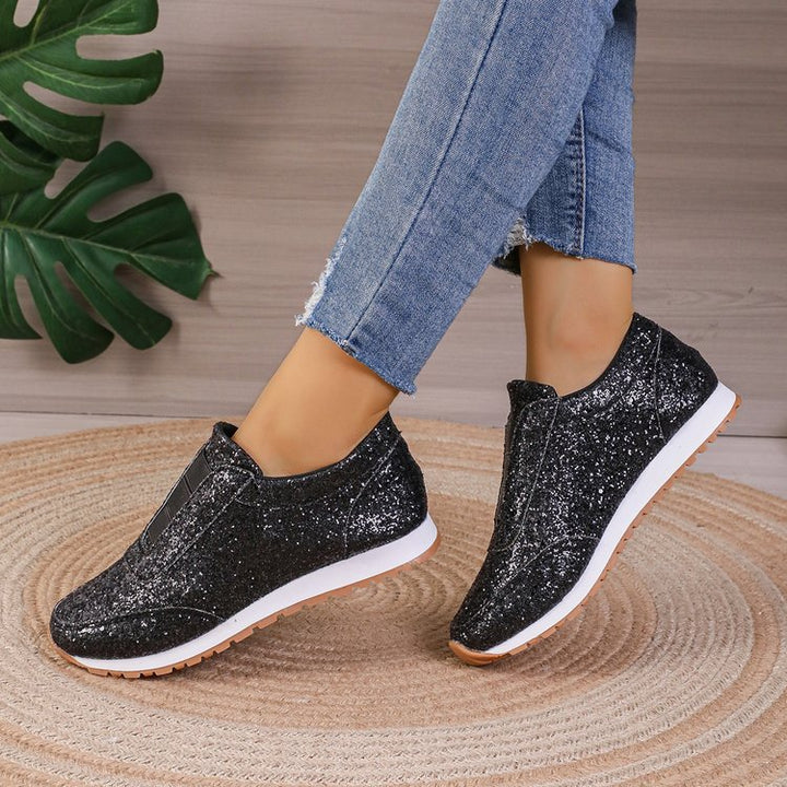 Dame Glitrende Slip-On Sneakers med støddæmpende sål og elastisk design Stilla