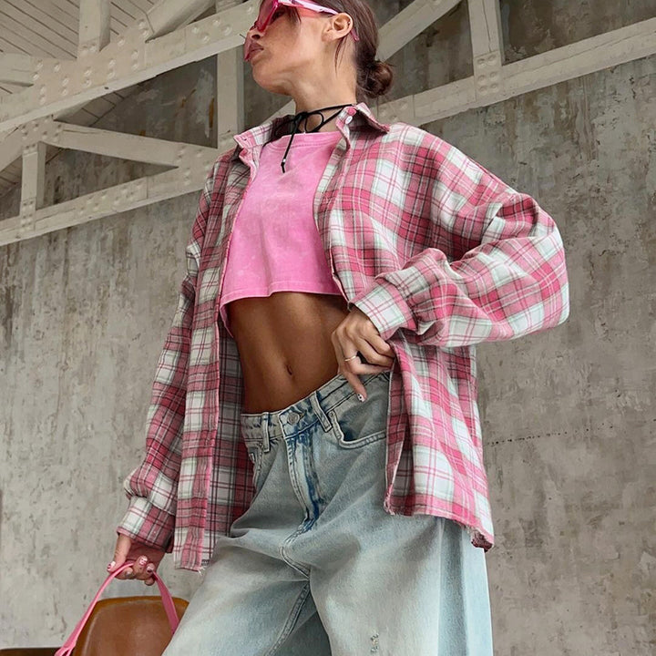 Femme Oversized flannel skjorte Stilla