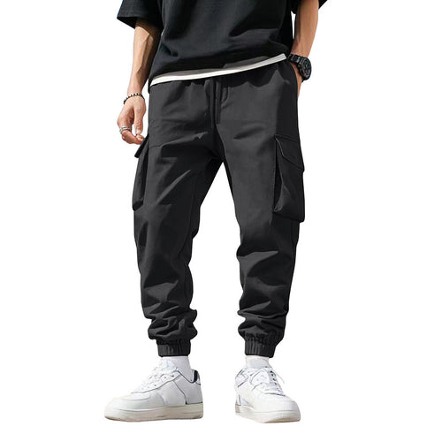 Herrer Cargo-Style Joggingbukser med praktiske lommer og elastiske ribkanter Stilla