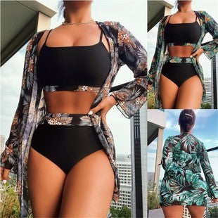 Dame bikinitøj med luftig blomster kimono Stilla