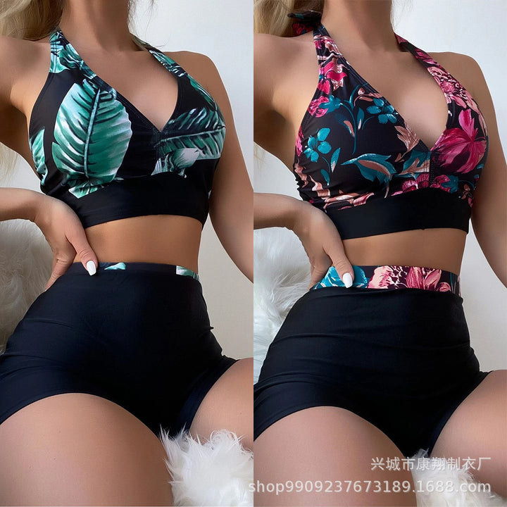 Dame Sport-Bikini med højt skåret trusser og blomsterprint Stilla