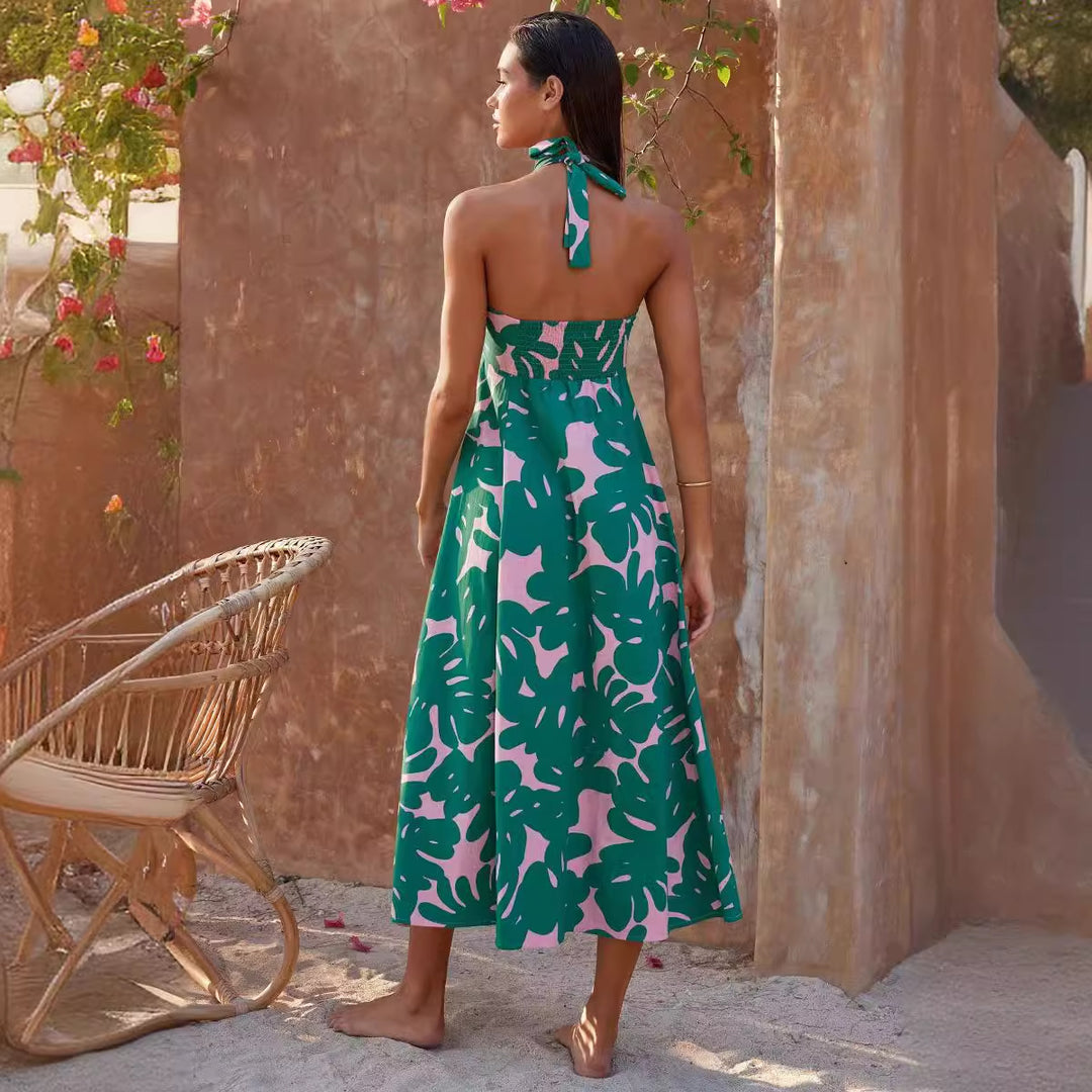Dame maxi kjoler med blomster bandeau design og elegant udvidet nederdel