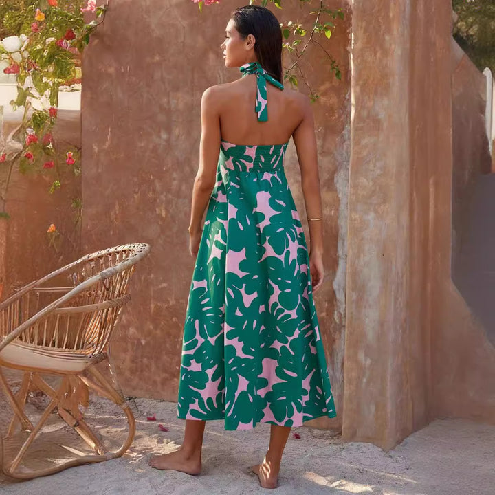 Dame maxi kjoler med blomster bandeau design og elegant udvidet nederdel