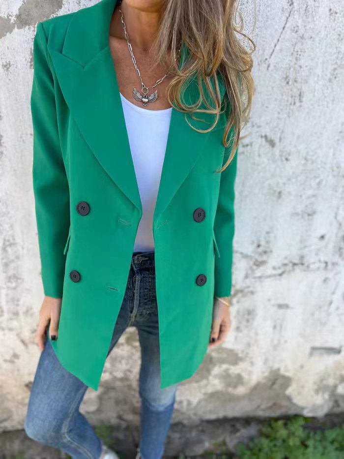 Damer elegant figurtilpasset blazer med dobbelt knaplukning og revers Stilla
