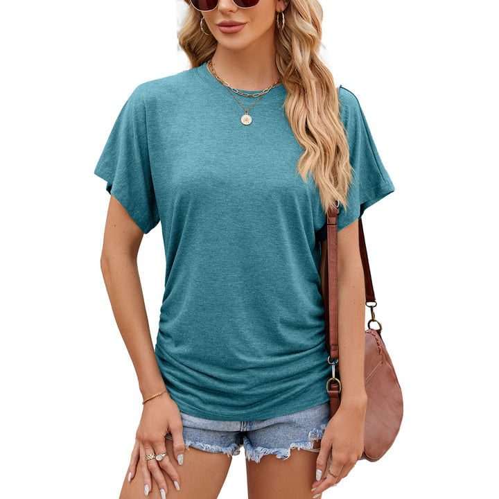 Dame afslappet T-shirt med sidelidt ruchingselement Stilla