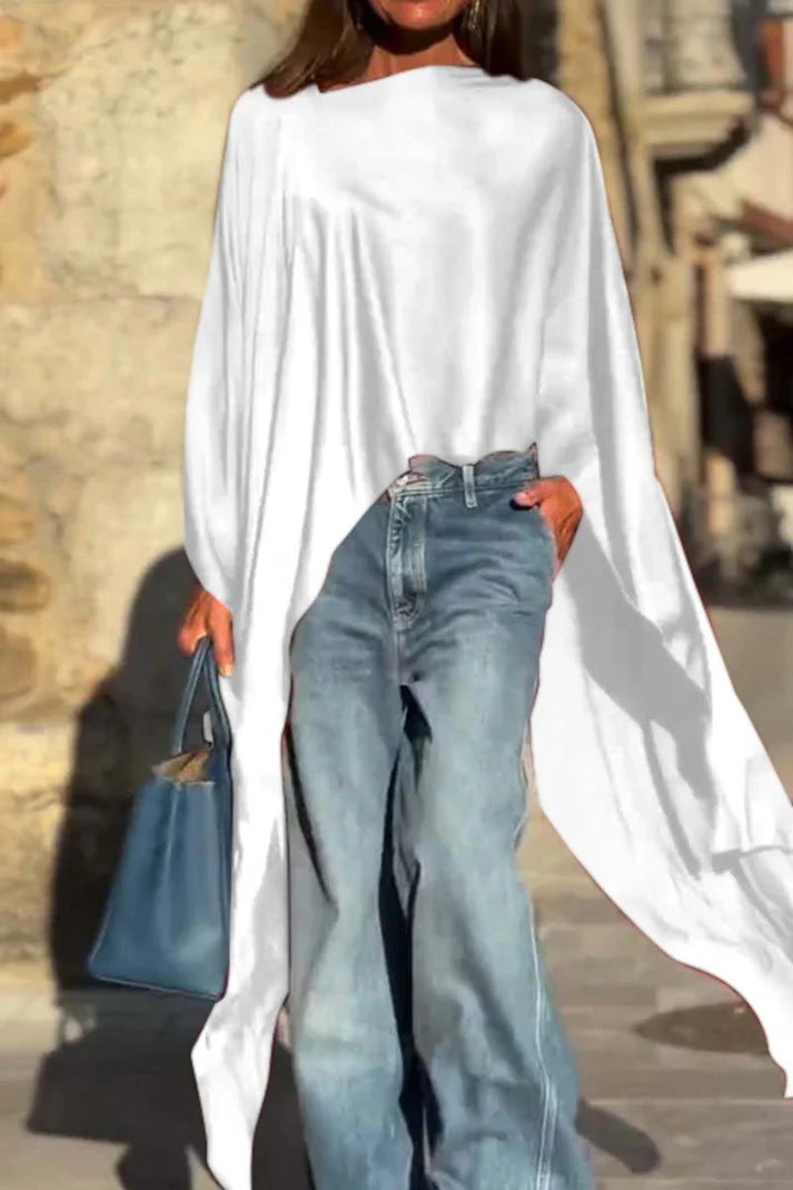 Dame mode oversized skjorte i let batiklook Stilla