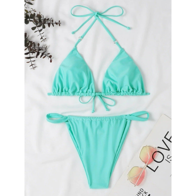 Dame triangle-bikini med justerbare bindebånd og elastisk talje Skovae