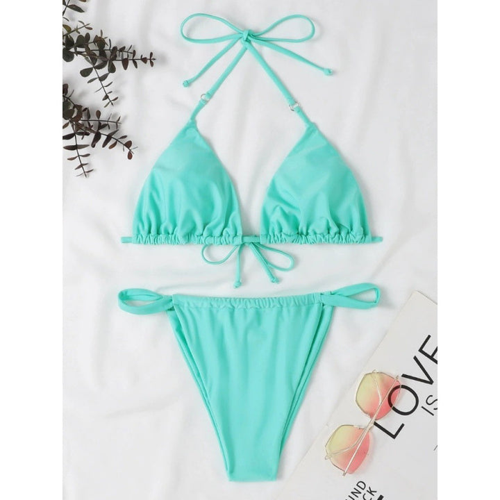 Dame triangle-bikini med justerbare bindebånd og elastisk talje Skovae