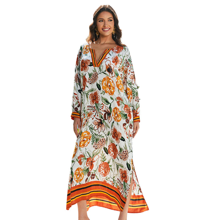 Dame sommerlig maxikjole med blomsterprint Stilla