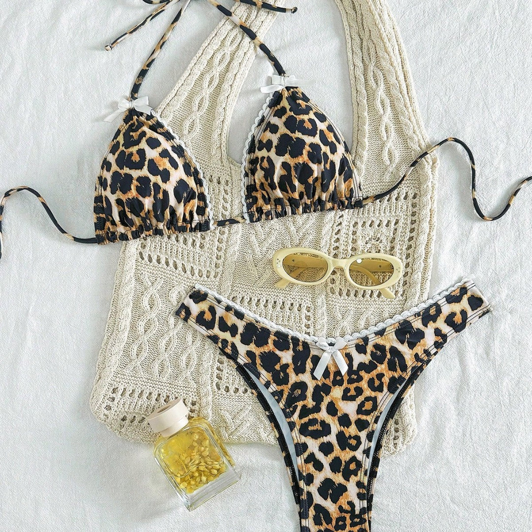 Damer moderne skåret bikini-sæt med slangemønster Skovae