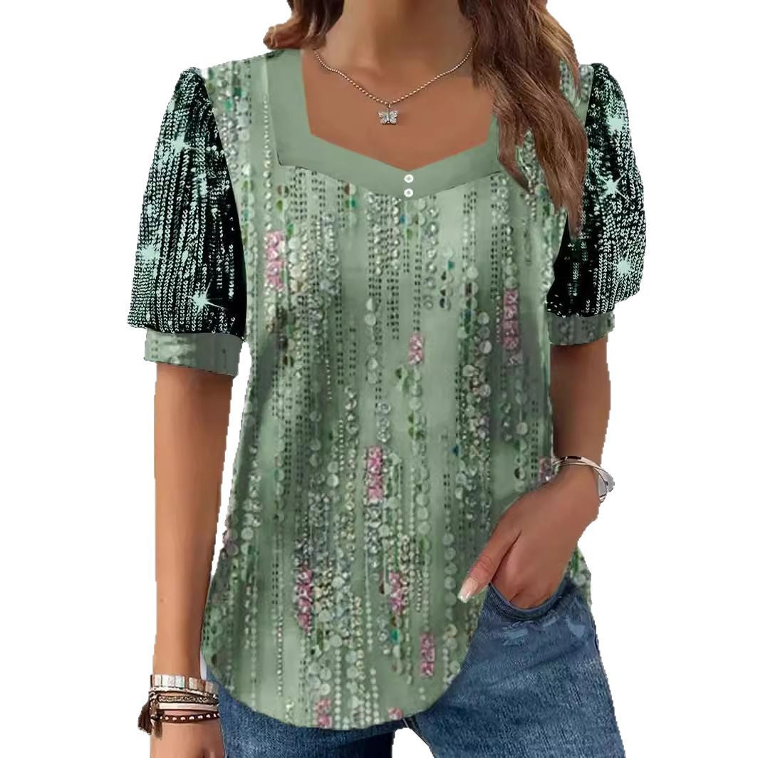 Dame Glitrende V-Pullover Bluse Skovae