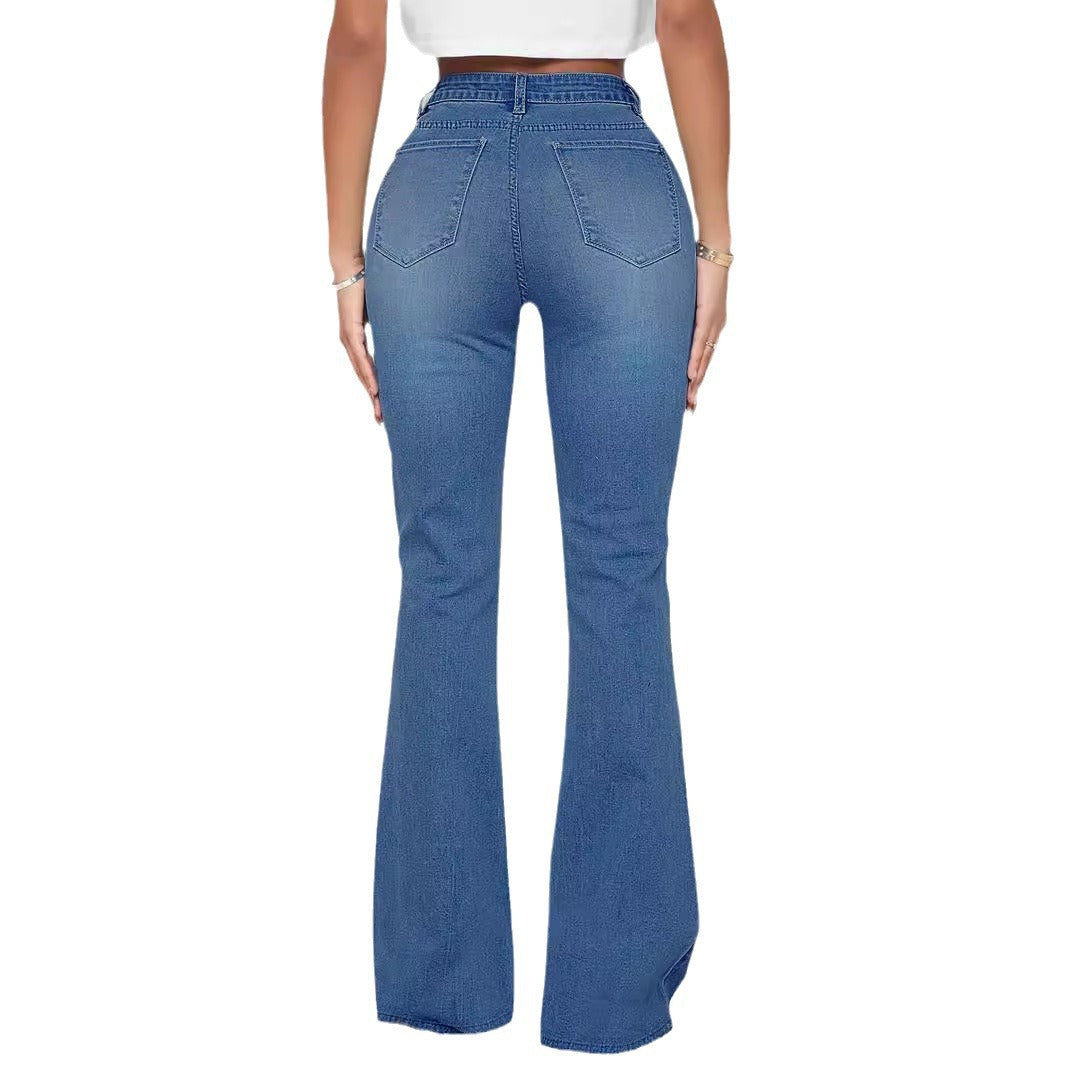 Dame Bootcut Jeans med perlebesatte dekorationer Stilla
