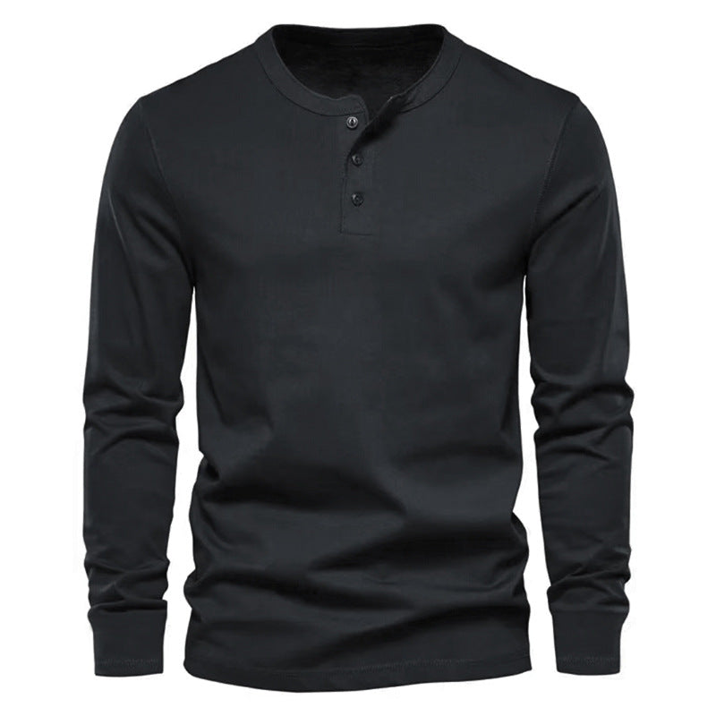 Herrer Langærmet Henley-Shirt med moderne knaplukning og høj kvalitets bomuldsstof Stilla