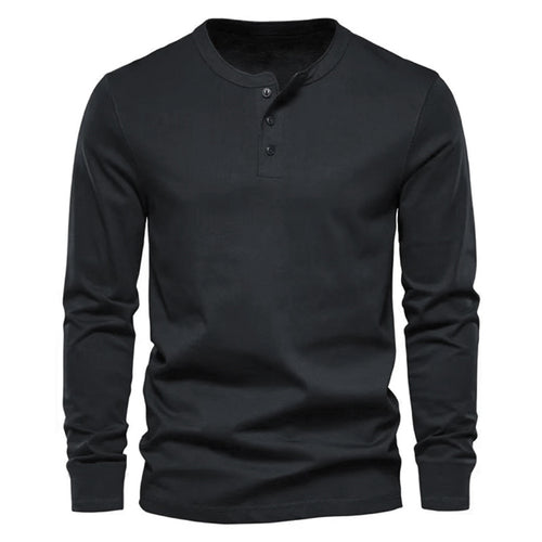 Herrer Langærmet Henley-Shirt med moderne knaplukning og høj kvalitets bomuldsstof Stilla